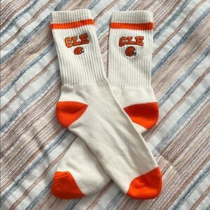 CLEVELAND BROWNS Cream and Orange women's Socks